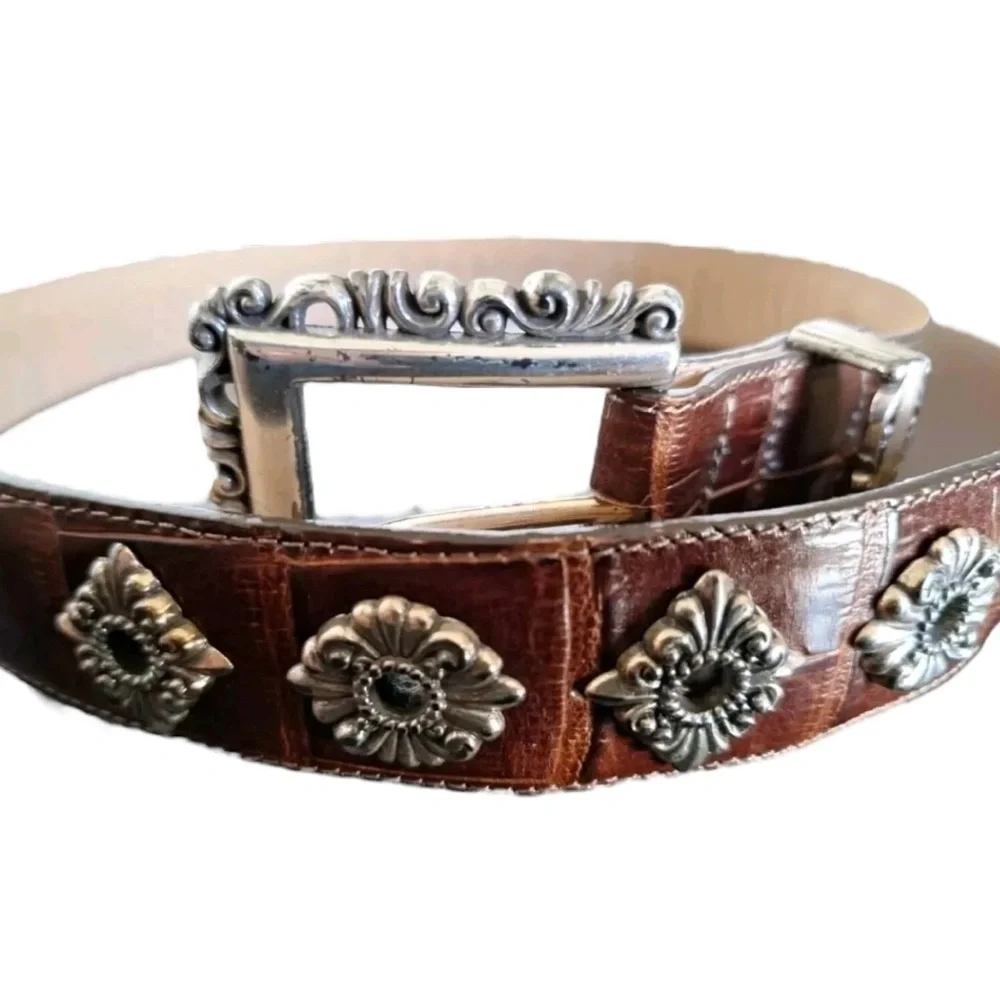 Brighton Brown Faux Alligator Vintage Belt